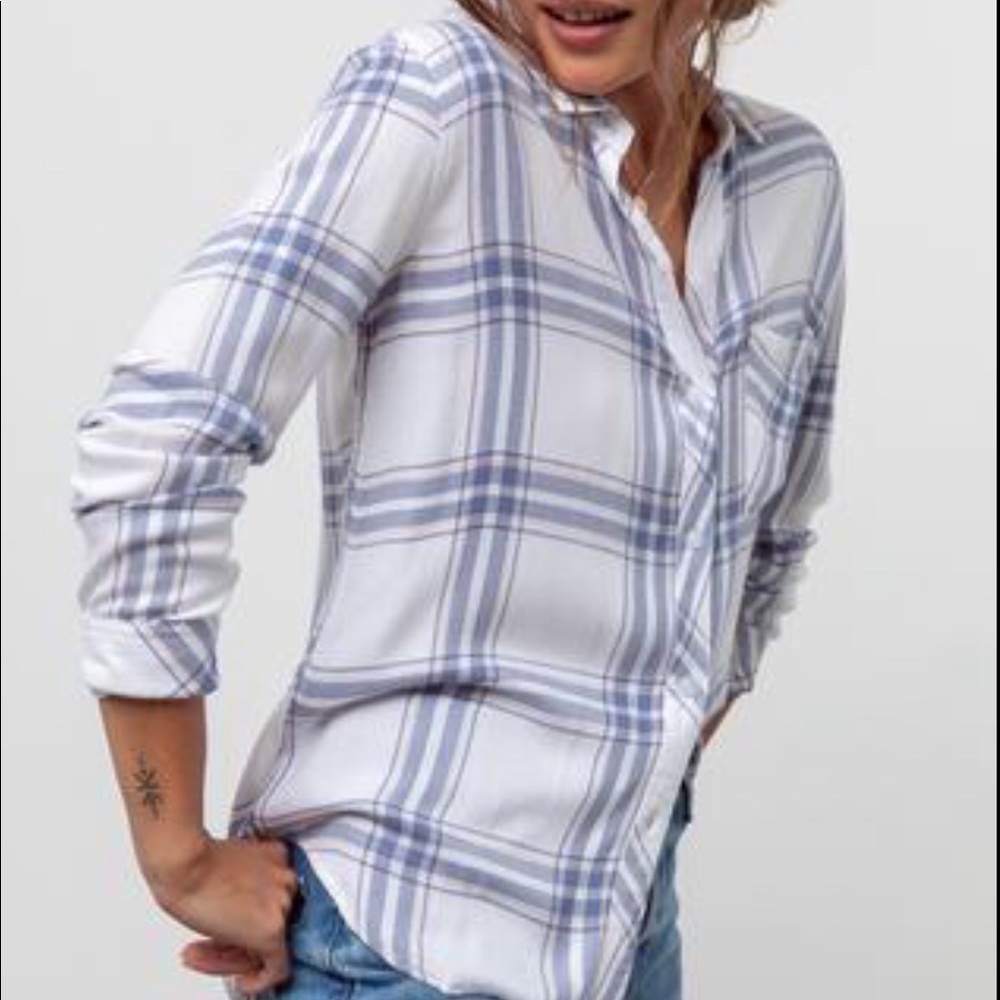 Rails Hunter Plaid Shirt XS White & Light Blue